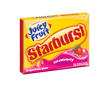 Juicy Fruit Starburst Strawberry - Sugar Free Gum 15pk