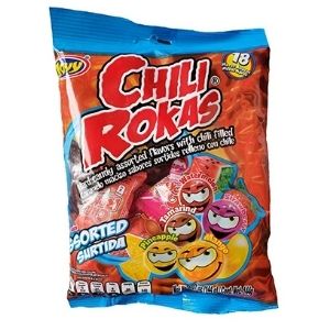 Mexican - Jovy Chili Rokas - Sour Hard Candy Filled with Chili Peg Bag
