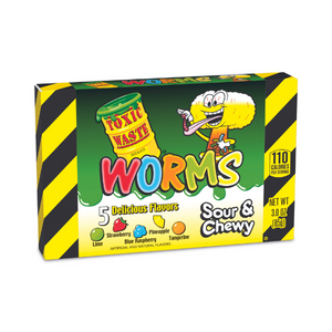 Toxic Waste WORMS Theater Box Sour & Chewy Assorted Flavours Dated 02 2024